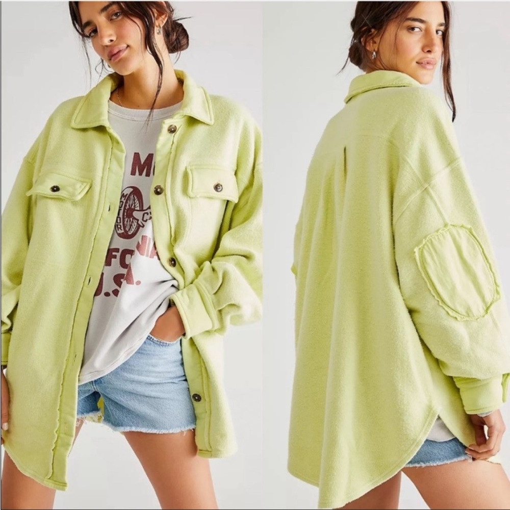 Free people ruby tennis ball yellow green oversized jacket Medium XL
